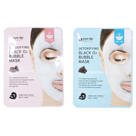 Корея ориг.Eyelip маска тканевая bubble mask charcoal