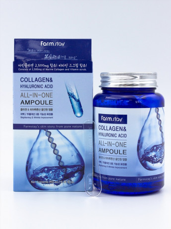 Корея ориг. Farm Stay Collagen&hyaluronic acid all-in-one ampoule 250ml